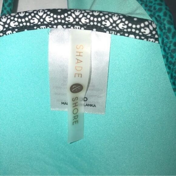 Shade & Shore Swim Bikini Top Size 34DD Blue Green Print Tassel Gold Beading - Picture 5 of 5